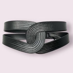 Zara Limited Edition 100% Genuine leather twist black wide belt Sz.80 (S)